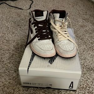 Nike Jordan 1. A Ma Maniere. Youth size 4.5 (fits women 6). Cream and burgundy.